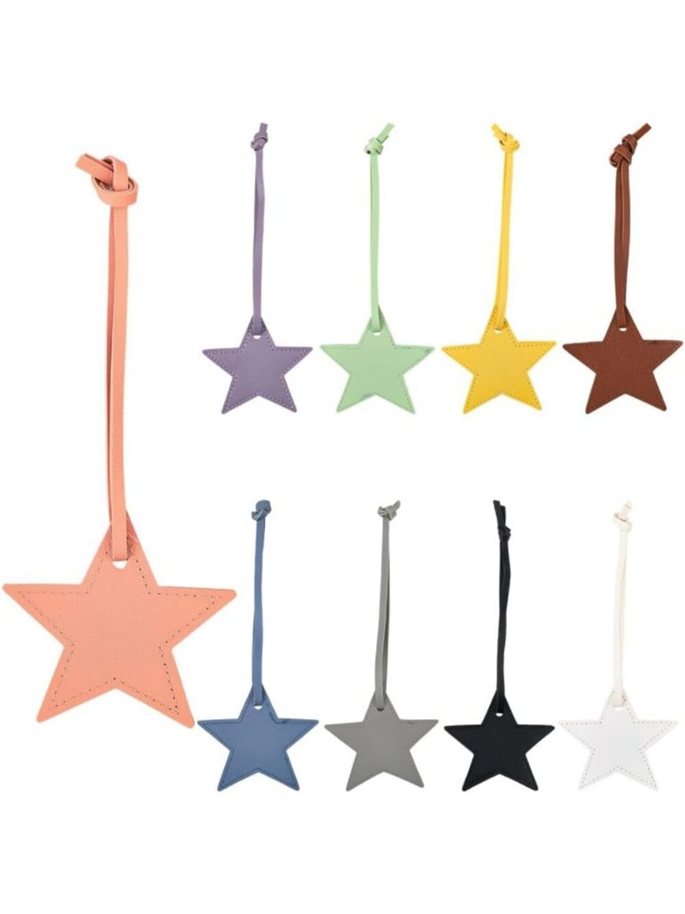 4PCS Star Shaped PU Leather Keychain Set - Versatile Luggage Charm in 4 Colors
